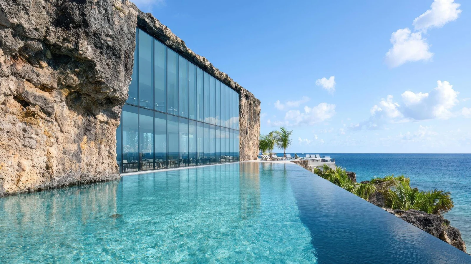 Piscina infinita con vistas al océano Índico en un resort de playa de lujo en Zanzibar